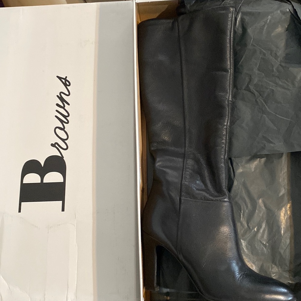 Leather knee high boots